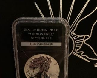 Complete Set of AMERICAN EAGLE Silver Dollars in Decorative Locking Wood Box Display