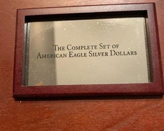 Complete Set of AMERICAN EAGLE Silver Dollars in Decorative Locking Wood Box Display