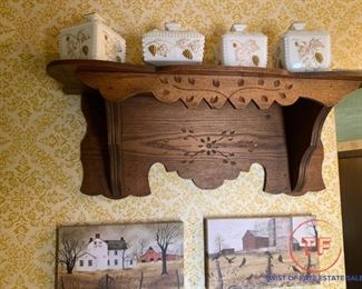 Eastlake Shelf with Milk Glass Collection