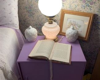 Antique Milk Glass Double Lamp