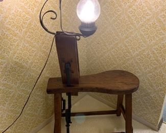 Antique Cobblers Bench with Light