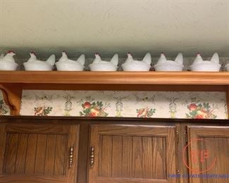 Milk Glass Hen Covered Dishes