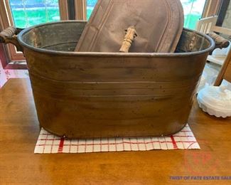 Antique COPPER Boiler Wash Kettle with Lid