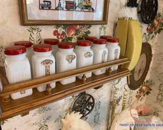 Milk Glass Spice Containers