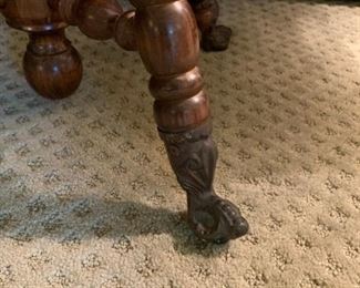 Antique Piano Stool with Ball and Claw Feet