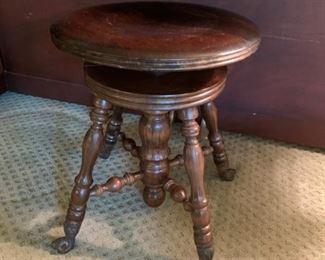 Antique Piano Stool with Ball and Claw Feet
