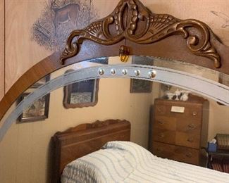 1930’s ART DECO Waterfall Bedroom Set: Vanity with Chair, Bed, and Tall Boy Dresser - With Original BAKELITE Pulls