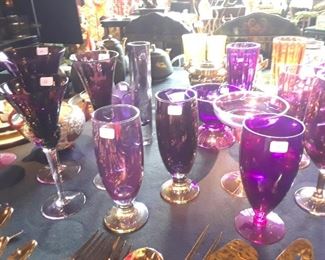 Stemware in shades of purple, cranberry and neon colors for fun and fanciful entertaining.