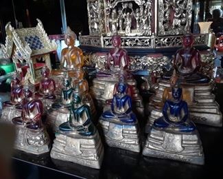 Collection of resin Buddhas in various colors. Priced low.