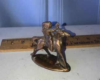 Souvenir of Starved Rock IL metal Indian on horse $5.00
