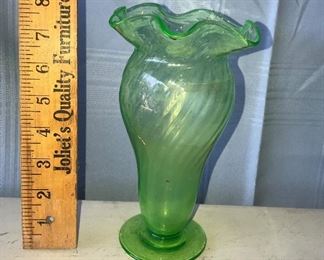 Green Depression glass vase $24.00