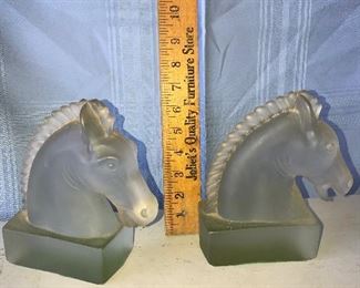 Frosted Glass Horse Head Bookends after Heisey $35.00 