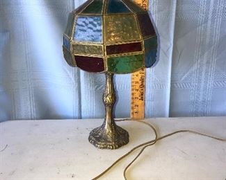 Color Glass Lamp, two panels have cracks in glass. $24.00 (pick up only)
