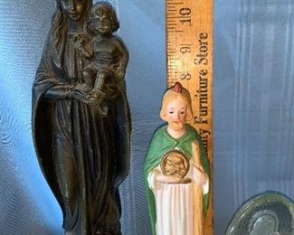 3 Religious Items, Plastic, Porcelain and Glass $7.00