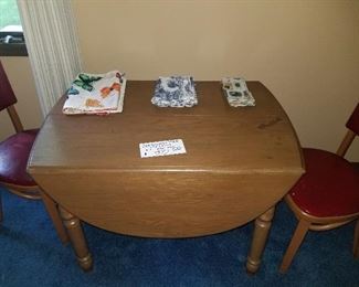 Oak Drop Leaf Table & 2 Chairs