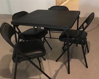 Padded card table & chairs