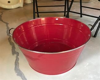 Large red tin tub