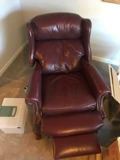 Cordovan Leather wingback Recliner ===> $400 