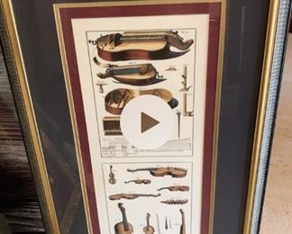 Framed Instruments Wall Art       ===>$60 each OR Pair 4 ONLY $100