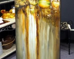 Imax Canvas Waterfall Art Print, 50" x 20", With 69" Scrolled Iron Artist's Easel