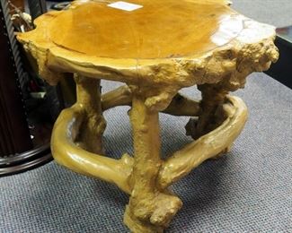 Round Driftwood/Burled Wood Table, 16" x 20" Round