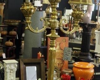 32" 3-Armed Gold Ornate Table Lamp