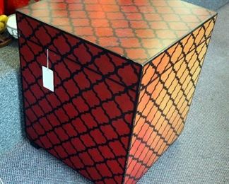 Storage Chest Table 21" x 17" x 17" And 18" Crackle Finish Vase