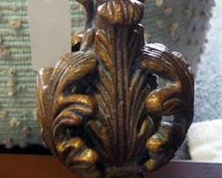 Casa Cristina Home Accent Table 30" x 14" x 14", Including Fleur-De-Lis Candle Holder And Hammered Bowls With Rope Rims