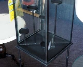 53" Metal And Glass 5-Candle Hurricane Lamp With Stand