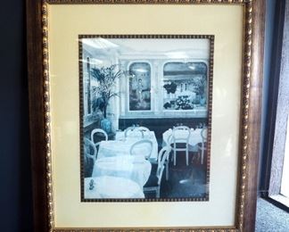 Framed Matted Under Glass Dining Print Signed By Artist XX.R Enoux, 45" x 39"