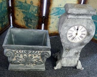 Ronita Smith Battery Operated Faux Stone Clock And Planter