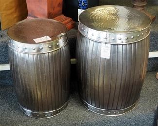 Graham Metal Barrel Style Garden Tables, Qty 2, 18" x 12" And 20.5" x 14"