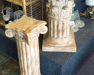 Decorative Cast Columns, Qty 2, 29" x 17" x 17" And 30" x 11" x 11"