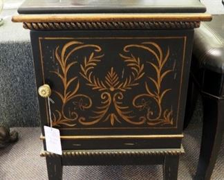 Upholstered Bench, 17.5" x 24" x 17", And Accent Table With Storage, 22" x 16" x 18"