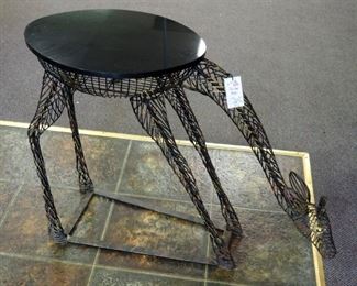 Austin Metal Giraffe Art Sculpture Table With Granite Top, 25.5" x 36" x 12"
