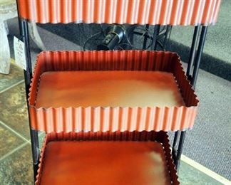 Corrugated Metal Rolling Cart With 3 Shelves, 29" x 17.5" x 11.5"