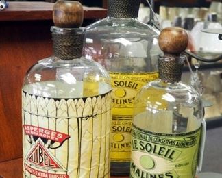 Decorative "Le Soleil Malines" And "Alibel" Bottles, Qty 3
