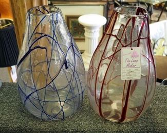 12" Art Glass Vases, Qty 2