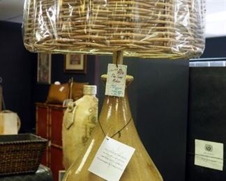 Pacific Coast Lighting 30" Ceramic Pottery Table Lamp With Woven Wicker Shade
