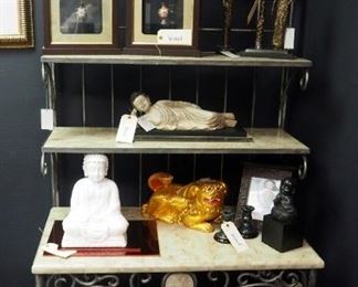 Metal 4-Shelf Baker's Rack With Stone Inlaid Shelves, 84" x 39" x 22"