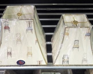 Printed Chair Tapered Square Lamp Shades 6" x 11" x 9.75" And 5" x 9" x 8.5", Total Qty 2