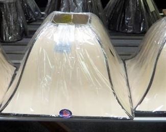 Allure Square Tapered Bell Lamp Shade Set With Black Trim, Assorted Sizes, Qty 3