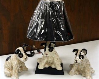 Accents & Occasions 17" Porcelain Dog Lamp With Matching Porcelain Puppy Dog Figures Qty 2