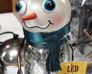 10" Metal Hanging Bulb Light And Regal Art And Gift 12.25" LED Battery Operated Snowman Jar Lights Qty 2