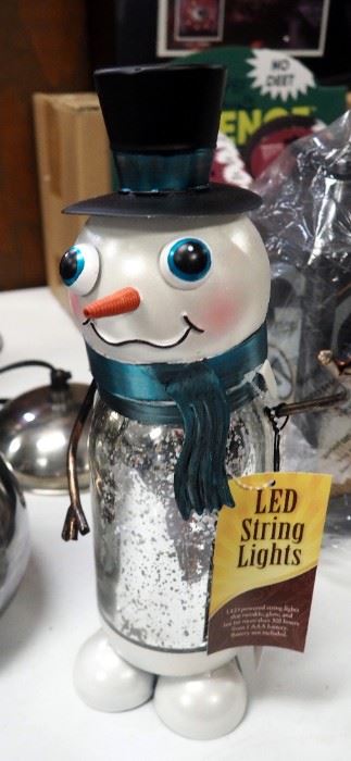 10" Metal Hanging Bulb Light And Regal Art And Gift 12.25" LED Battery Operated Snowman Jar Lights Qty 2