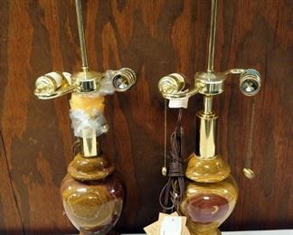 26" Grabell Baluchi Onyx And Brass 2-Way Table Lamps, Qty 2