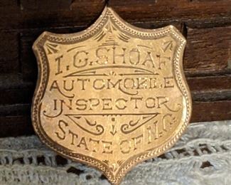 Early North Carolina Automobile Inspector Badge(1+1/4" X 1+1/4") 