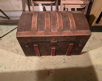 Nice Old Trunk with Shelf and Decal