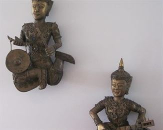 A pair of Thai Gilt Figures. 
