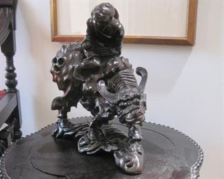 Water Buffalo and Rider Carving.